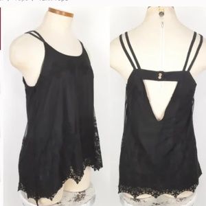 Chaser Brand Lace Cami Tank Black Sz S